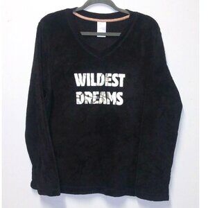 Secret Treasures Pajama Top Microfiber Plush XL Black soot "wildest dreams" EUC